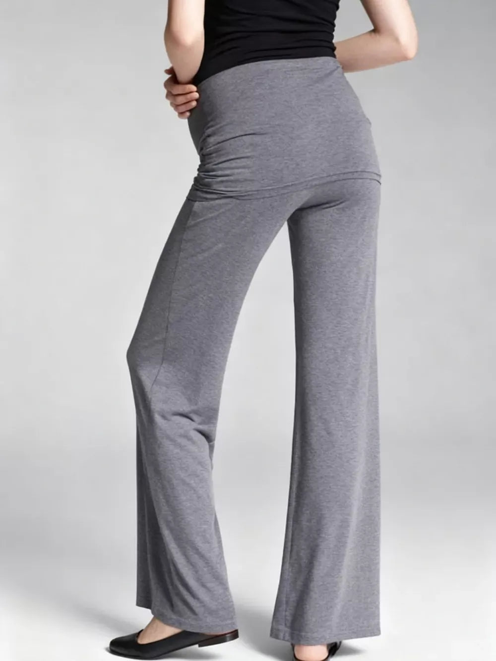 High-waisted fold-over wide-leg active pants for women, comfortable athleisure workout wear